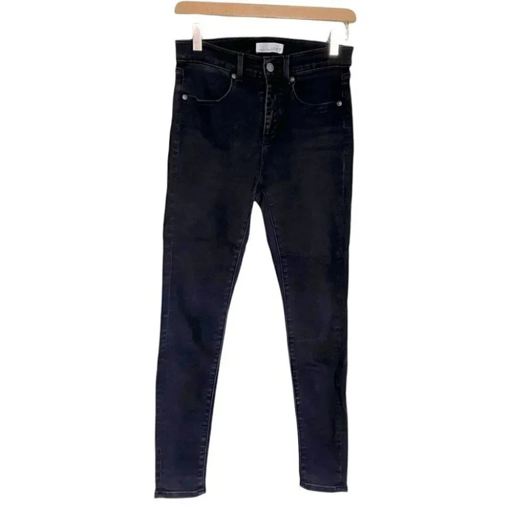 LOFT Legging Jeans 2 / 26P Black High Rise Skinny Power Stretch Denim